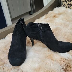 Via Spiga Black Suede Heeled Boots